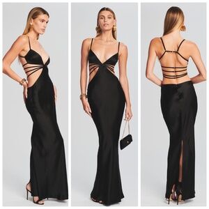 Retrofete Black Strappy Maxi Dress